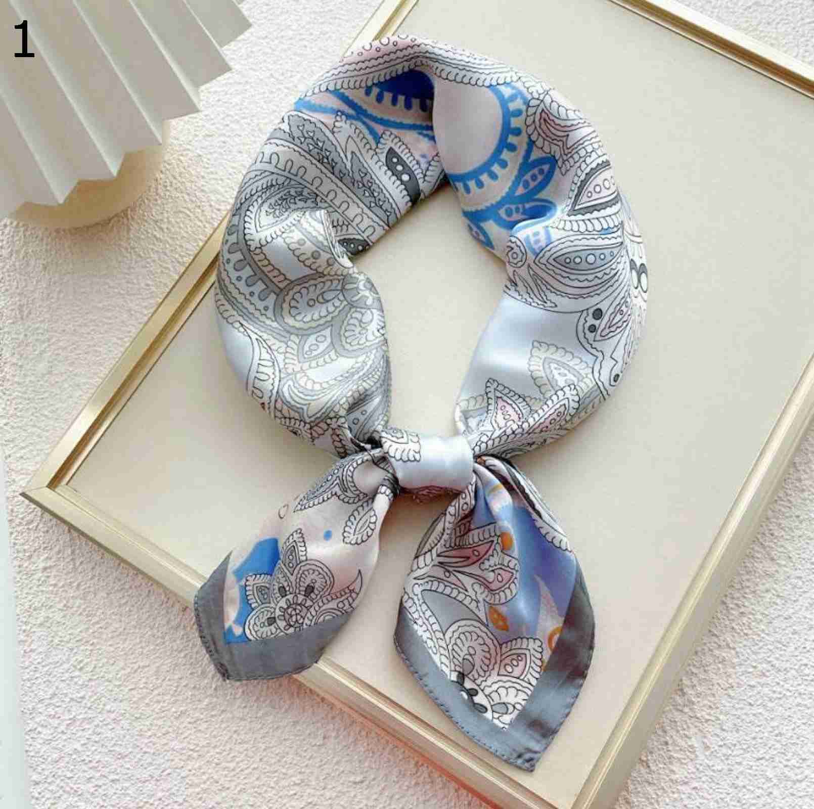 【20%OFFクーポン～】抽象的なプリント 70 センチメートルスカーフラップハンドバッグリストタイ女性スクエアネックタイ女性春ショール スカーフ (Color : Light grey Size