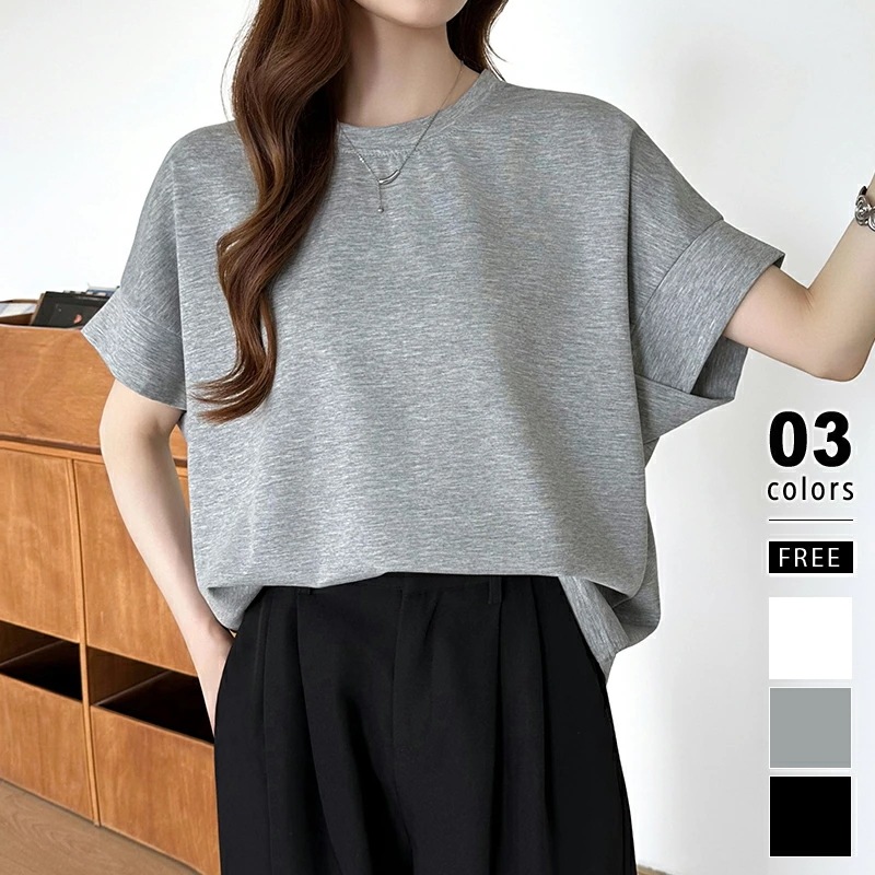 [迅速な配達][限時割!引!]ドルマン 半袖 カットソー Tシャツ レディース プルオーバー 体型カバー トップス ゆったり ドルマンスリーブ スウェット ドルマンスリーブtシャツ おしゃれ 二腕カバ