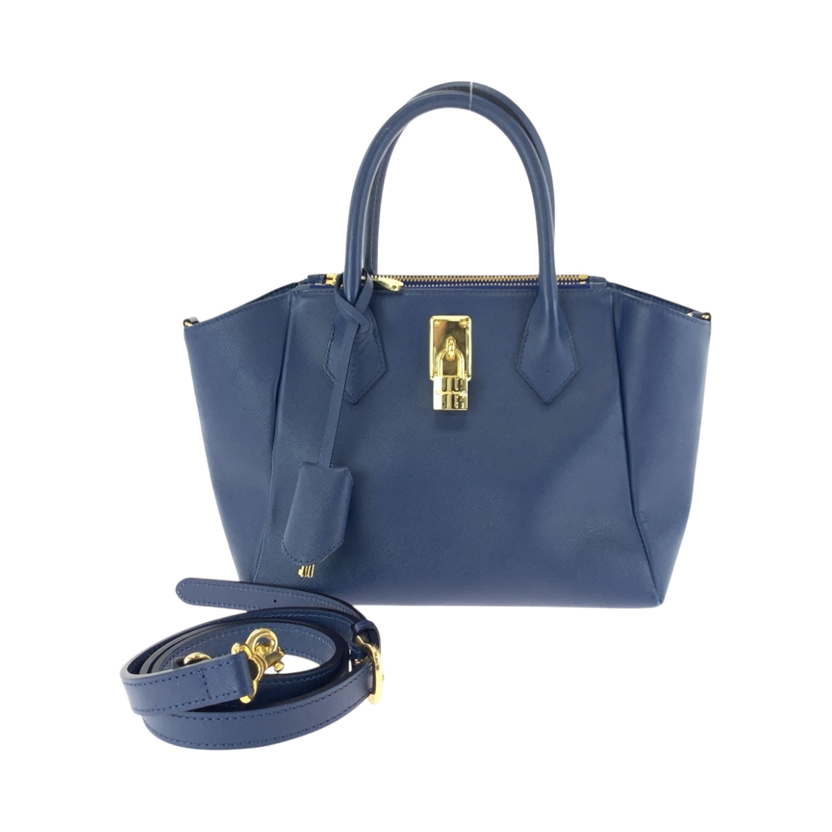 ブルー ゴールド金具 レザー ショルダーバッグ ハンドバッグ 2way レディース 501675