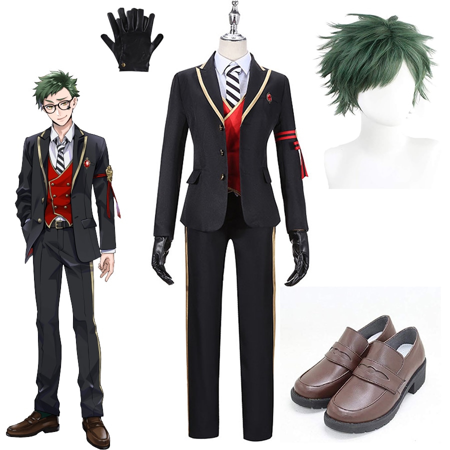 ツイステッドワンダーランド ツイステ トレイ クローバー Trey ハーツラビュル寮 R 制服 ウィッグ 靴 追加可 コスプレ 衣装 クリスマス ハロウィン ステージ服 コスチューム