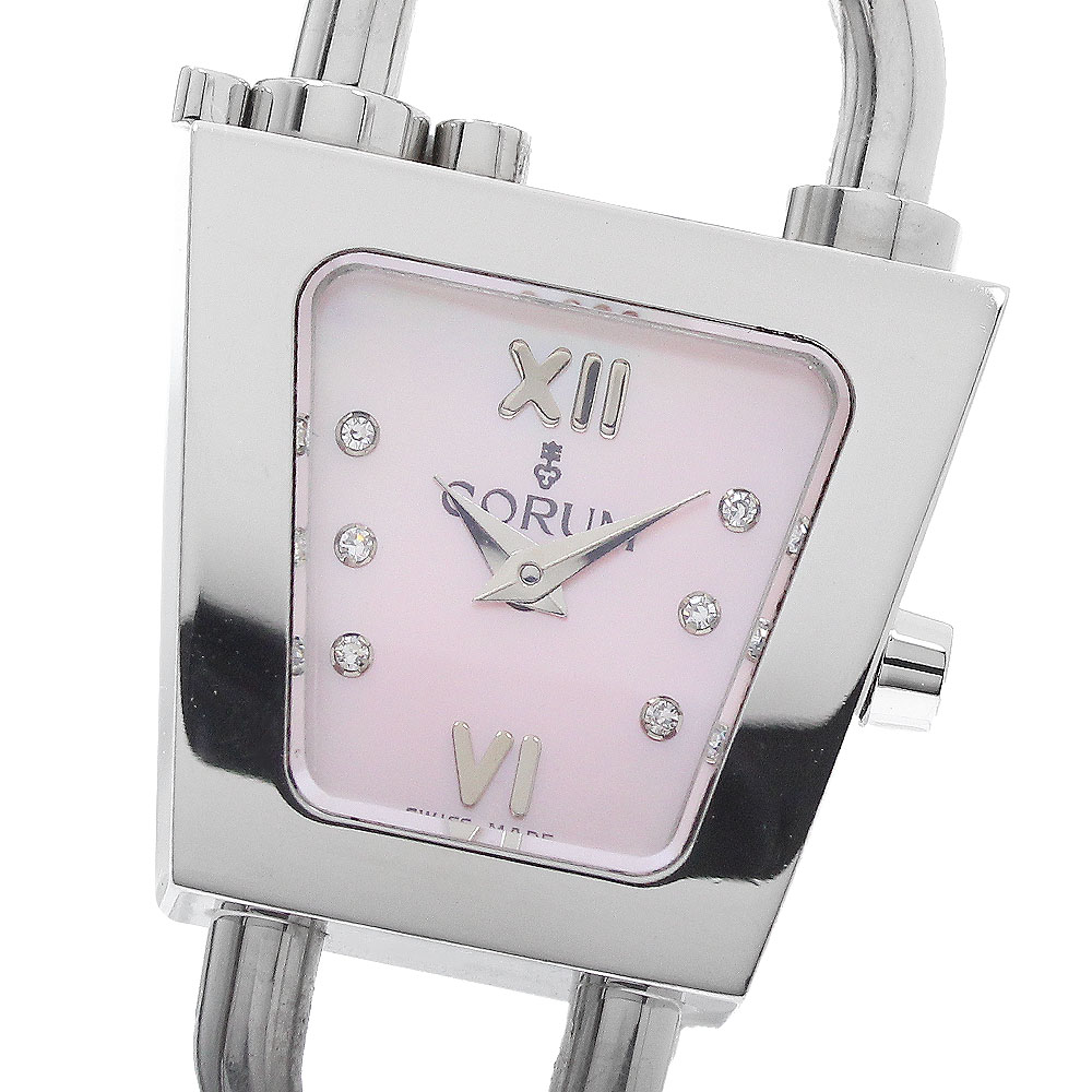 コルム CORUM 137.414.20 パドロックチェーン 6Pダイヤ クォーツ レディース _959414【中古】