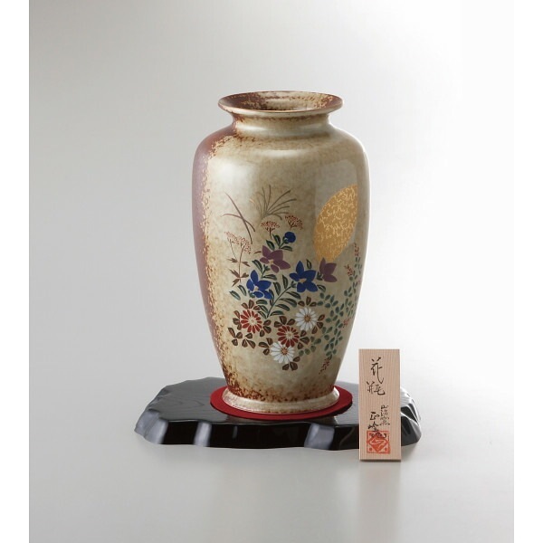 （ギフト）美濃焼 8号壺花瓶 金月秋草