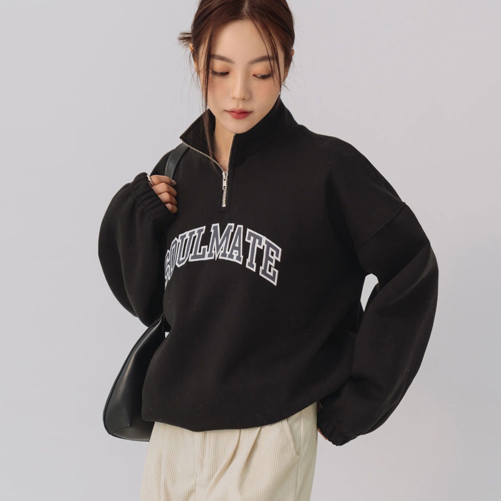 裏起毛ハーフジップアップスウェット