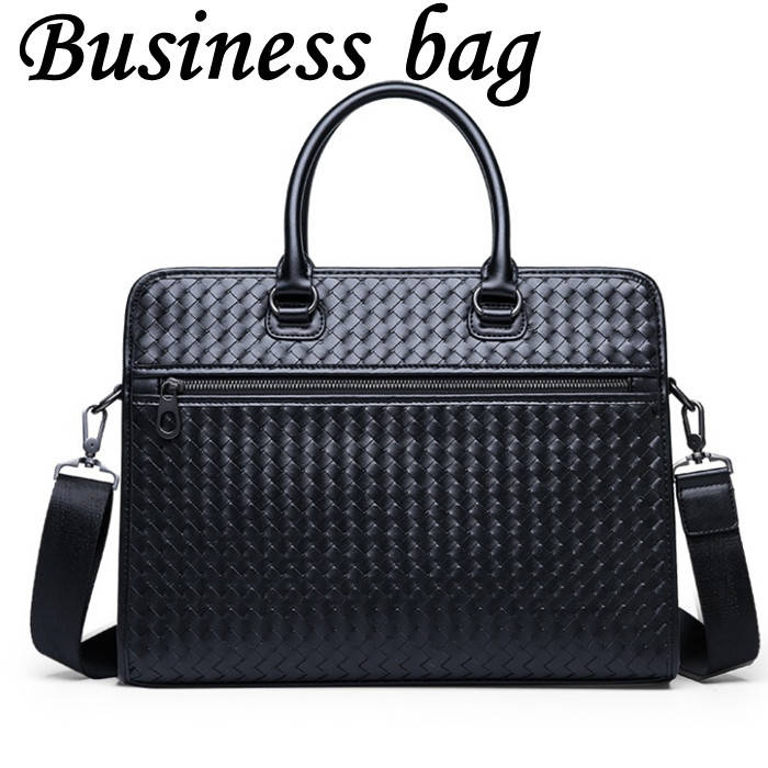 ビジネスバッグ 書類かばん メンズ トートバッグ ショルダーバッグ 2way バッグ 編み込み ブリーフケース 通勤 就活 フォーマル 出張 A4 PC収納 PCバッグ 黒色 5,719円
