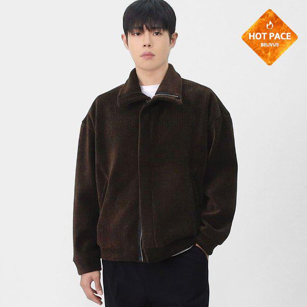 メンズ デイリー 冬 裏起毛 コーデュロイ ハイネック ジップアップ コーデュロイ ジャケット BRAT126