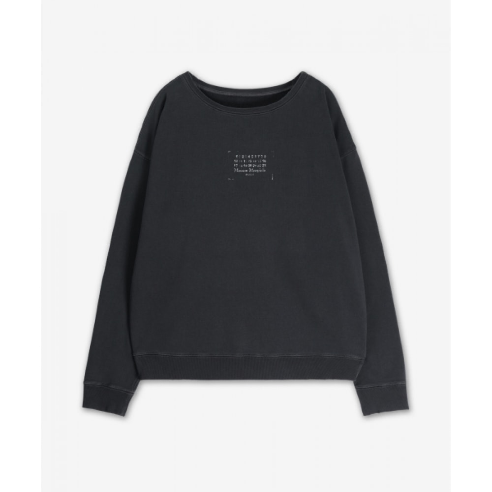 メゾンマルジェラオーバーダイロゴスウェットシャツ-ウォッシュドブラック/S50GU0235M25019969