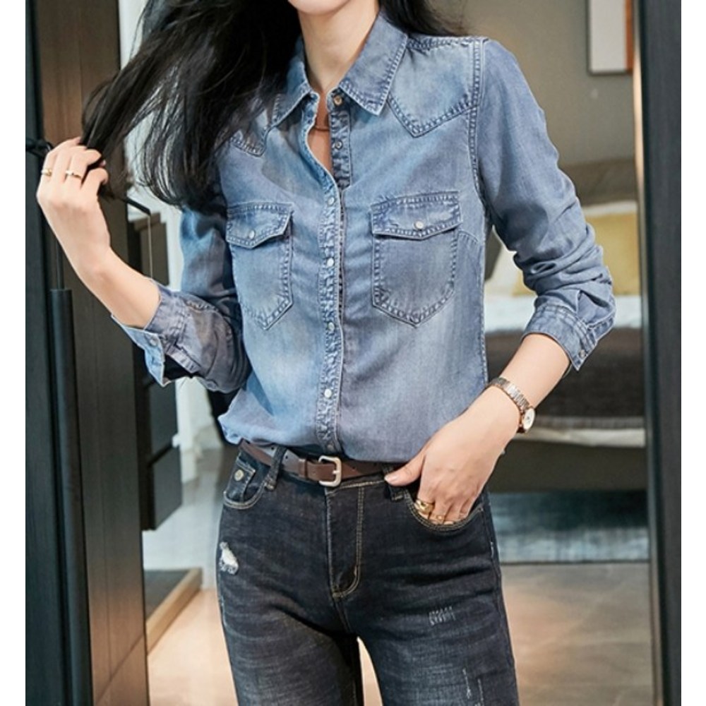 ドレスハグテンシャルデニムシャツ