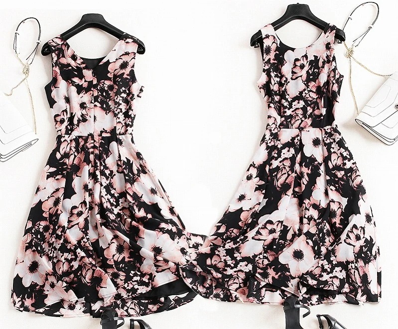 【送料無料】パーティ 結婚式 花柄 大きいサイズ 膝丈 フォーマル ワンピース お呼ばれ ドレープ ノースリーブ ファッション レディース パーティードレス ワンピ フレア 他と被らない 二次会 ドレ