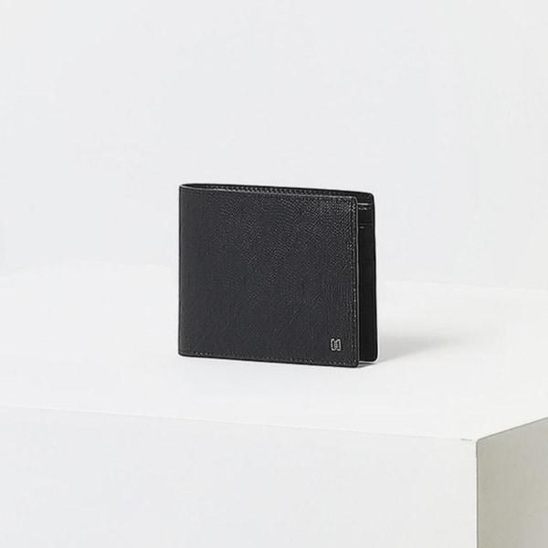 DBWA3E323 [JOSEPH] ブラックレザー DDロゴ クラシック 2段 二つ折り財布