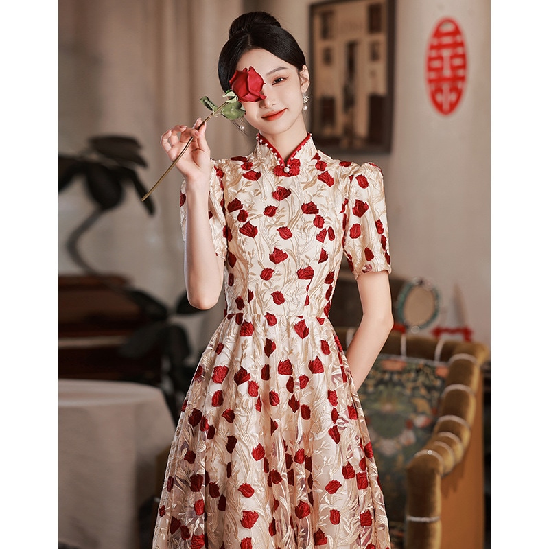 ドレスドレス/乾杯服花嫁チャイナドレス通常家に帰ることができますカジュアルウェア結婚式婚約ドレスドレス女性春長袖カスタマイズされた支払い支払い後の返金または交換不可