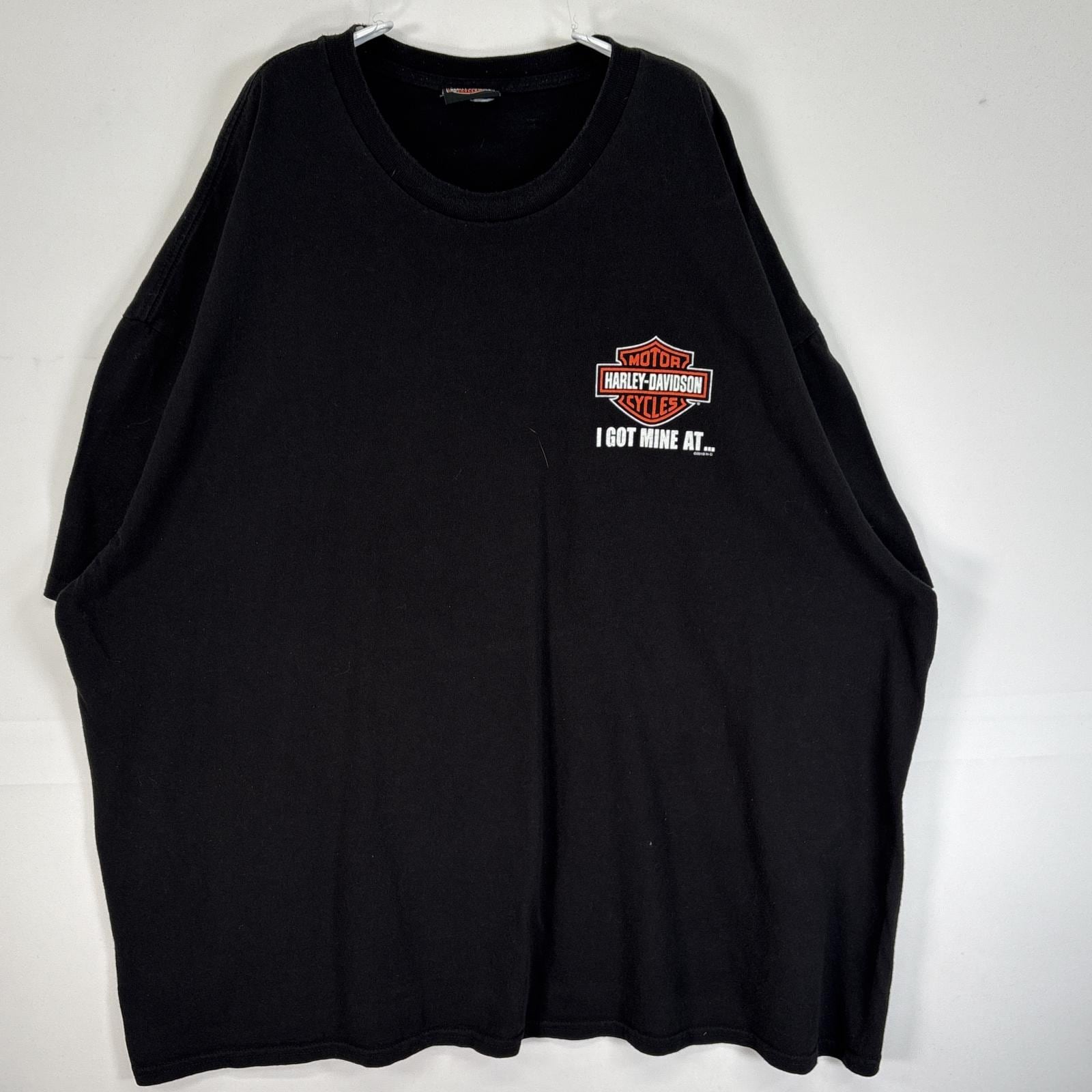 古着 半袖Tシャツ 両面 ラバープリント 大きいサイズ バイク ブラック メンズ