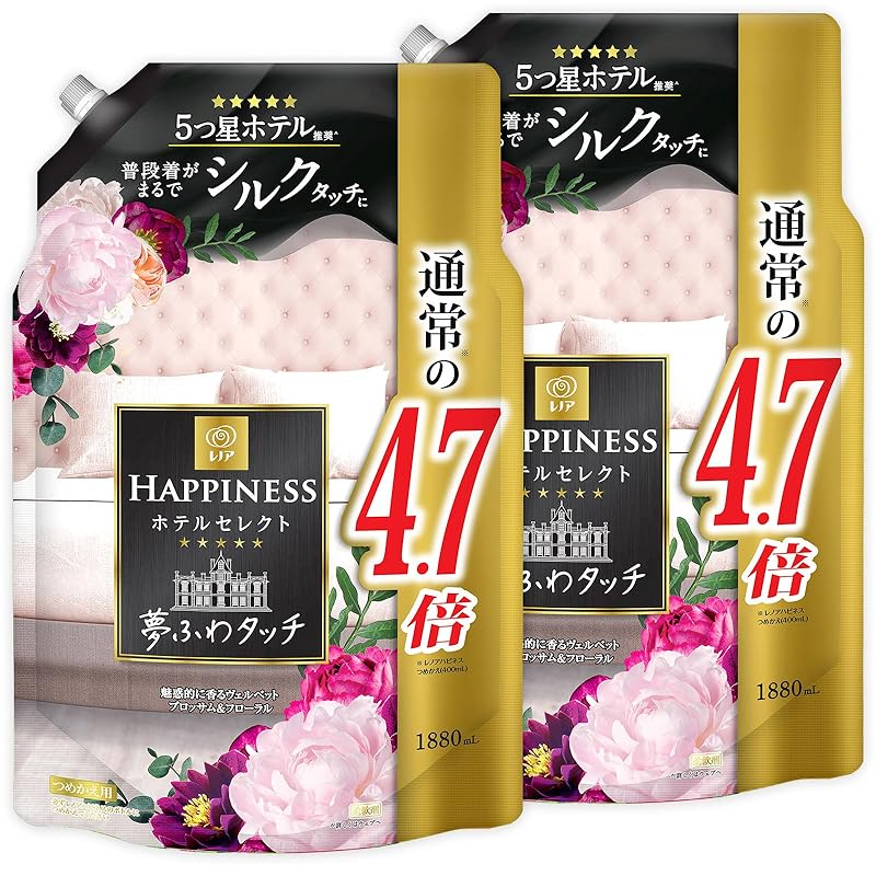 【即納】【まとめ買い】 【大容量】 レノア ハピネス 夢ふわタッチ 柔軟剤 ヴェルベットブロッサム&フローラル 詰め替え 1,880mLx2袋