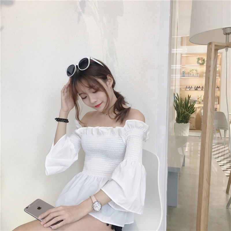 2258.フリルオフショルダートップス(ホワイト) 2019 春夏 新作 大人 かわいい カジュアル OL 20代 30代 デート服 女子会 100,000円