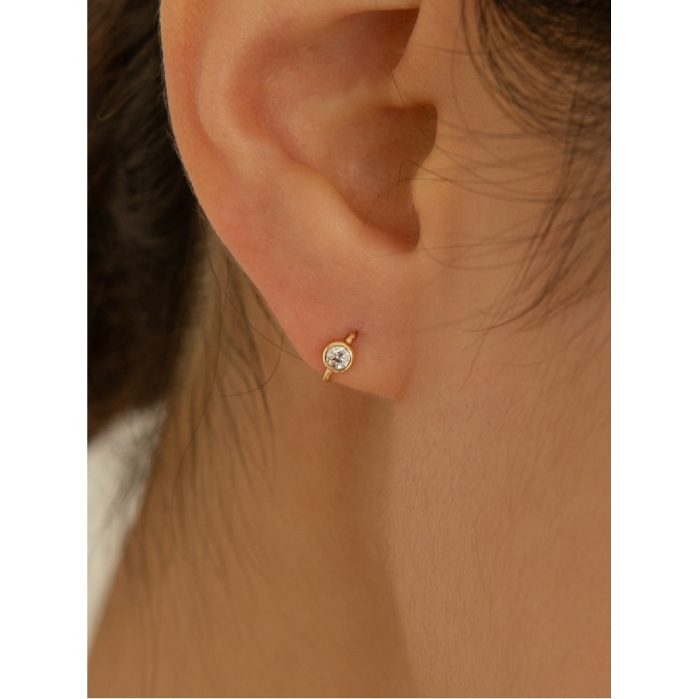 LUNNE 14k ミニベゼルセッティングワンタッチピアス K14ゴールド #LFE16