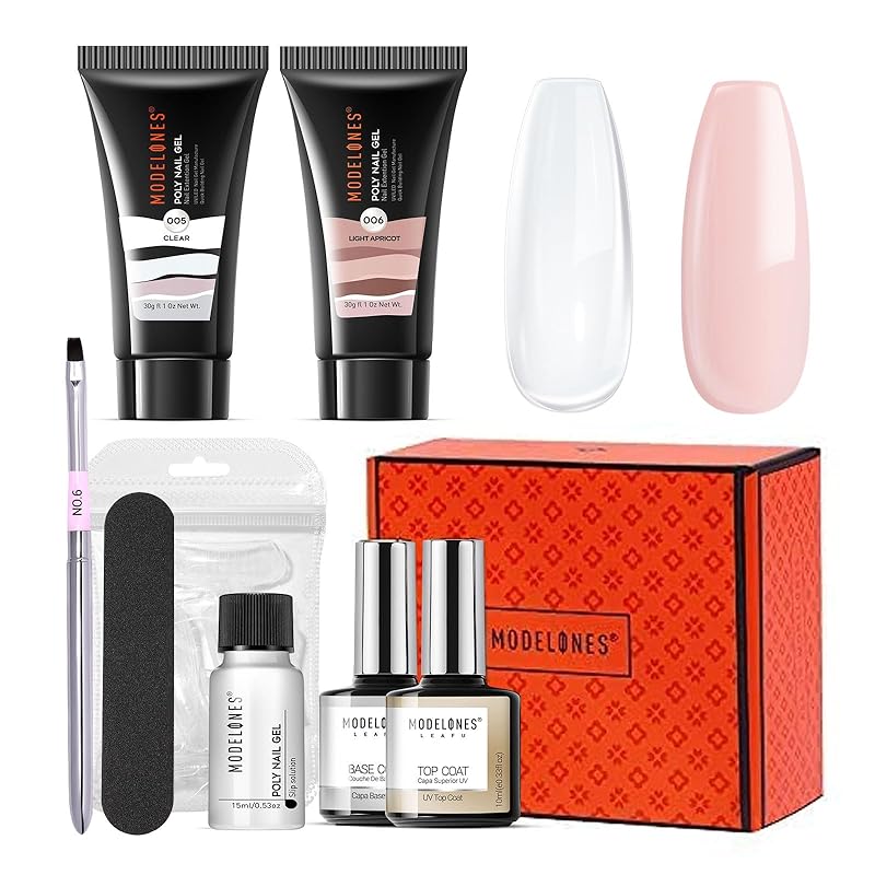 Modelones ネイルジェルキット ポリネイルジェル 大容量30ml ベース＆トップコートスカルプネイル付きセット オールインワンキット…