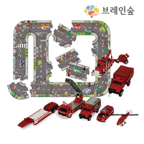ブレインフォレストエキサイティング消防自動車9種 道路パズル幼稚園児童集学校学院教習教区団体創造力