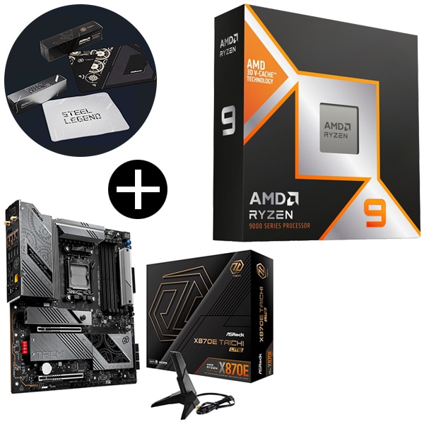 Ryzen 9 9950X3D CPU + ASRock X870E Taichi Lite マザーボード + ASRockオリジナルマウスパッド セット