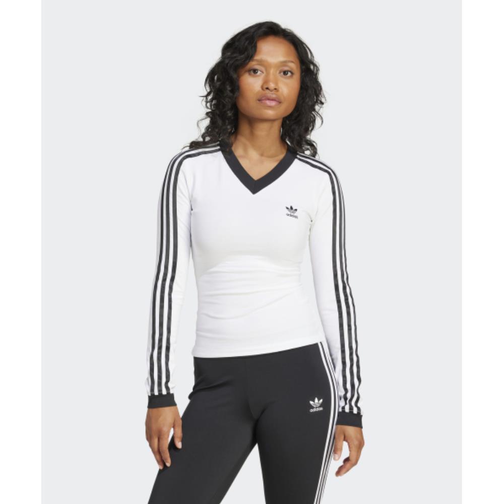 adidas V-neck long-sleeved shirt white JC8154