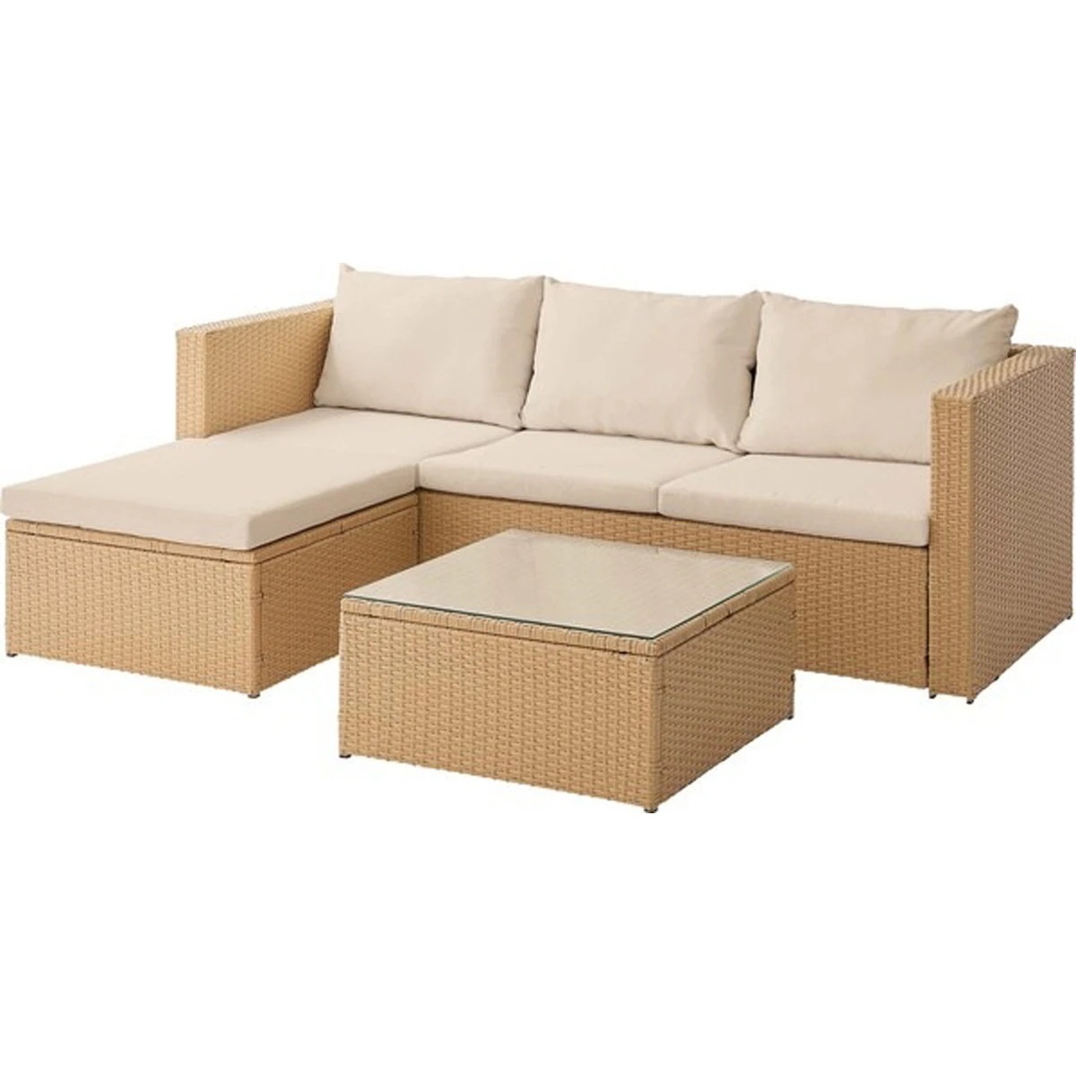 ガーデンソファーセット スチール ポリエチレン ポリエステル 5mm強化ガラス