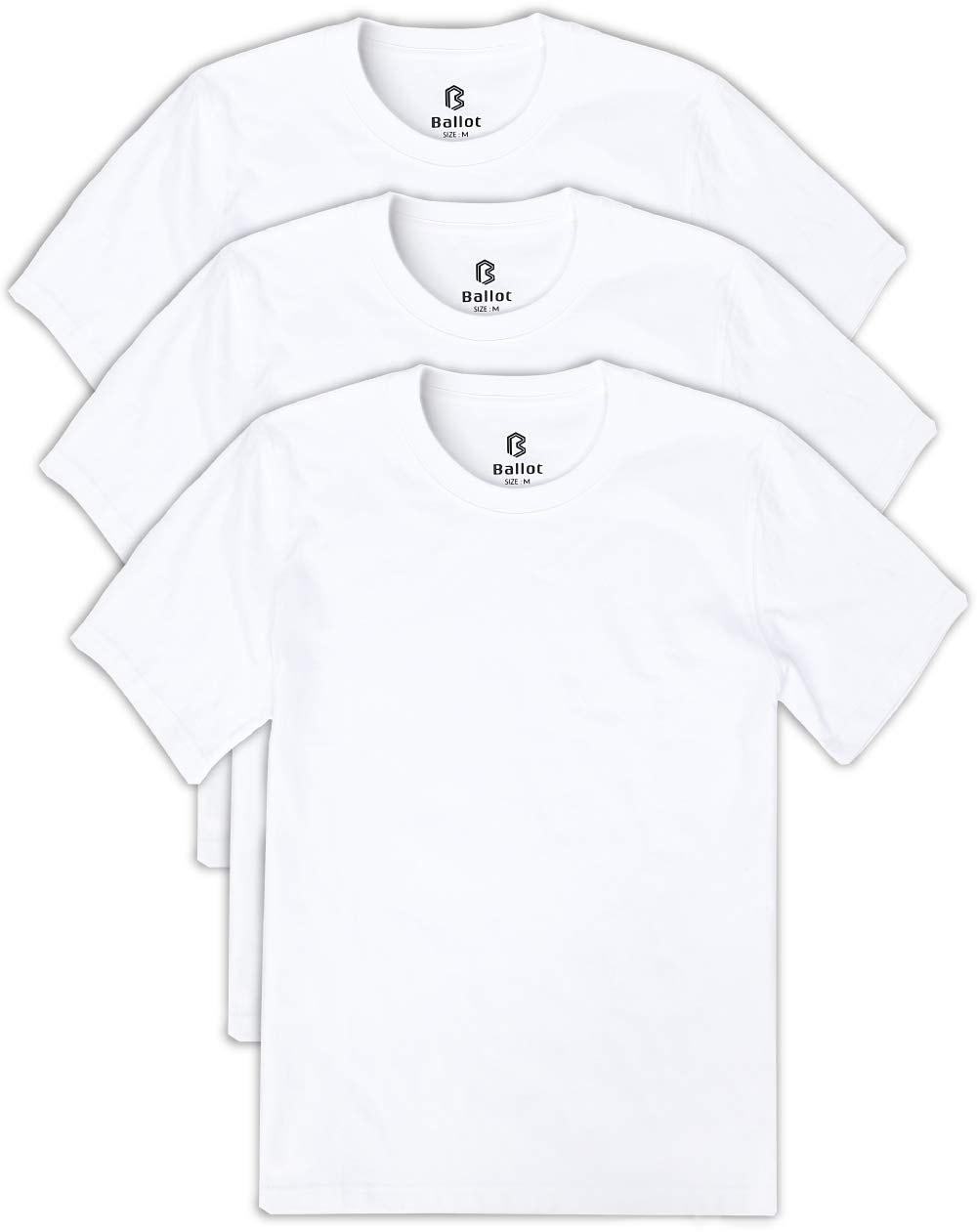 [BALLOT] Tシャツ メンズ 無地 半袖 肉厚生地 ヘビーウェイト 綿100％ 3枚組 (XL, ホワイト)