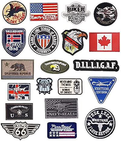 他サイト： JINSELF ワッペン 20枚セット アイロン アップリケ ミリタリー アメリカ 北欧 英語 サバゲー 自衛隊 軍 刺繍 補修 大人 男 メンズ BEASTの商品画像