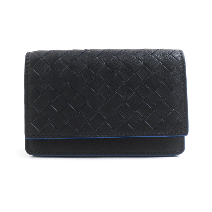 ボッテガヴェネタ BOTTEGAVENETA カードケース イントレチャート レザー ネイビー×ブルー メンズ 56158g