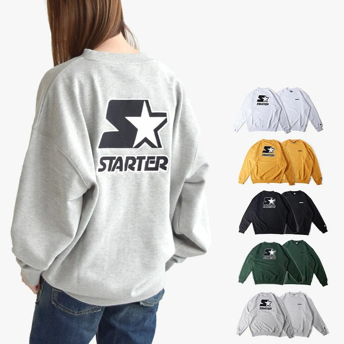 スターター トレーナー STARTER スウェット 裏毛 長袖 バッグロゴ ST-ST050 ワンポイント ロゴ ワッペン付き 刺繍 メンズ レディース ユニセックス ブランド カジュ