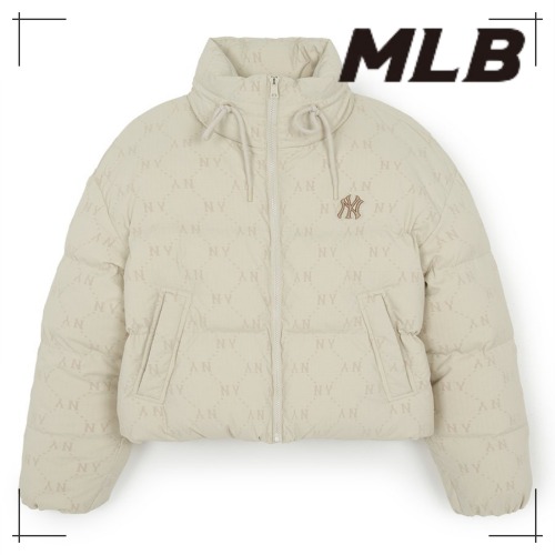 MLB公式 ダウン Womens Diamond Monogram Velvet Cropped Padded NY (L.Sand)