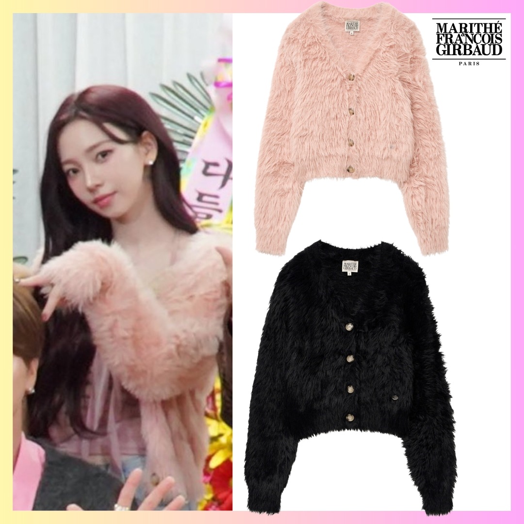 [Aespa カリナ 着用] W V-NECK CROP CARDIGAN 2色 + FREE OMAKE 韓国ファッション レディース ニットトップスケーブルゆるニット韓国 スウェット