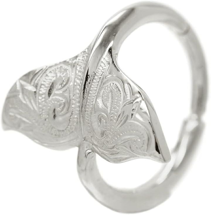 フープピアス レディース メンズ ハワイアンジュエリー ホエールテール サージカルステンレス製 低金属アレルギー 1個売り 軟骨用 へリックス ボディピアス 18G / シルバー