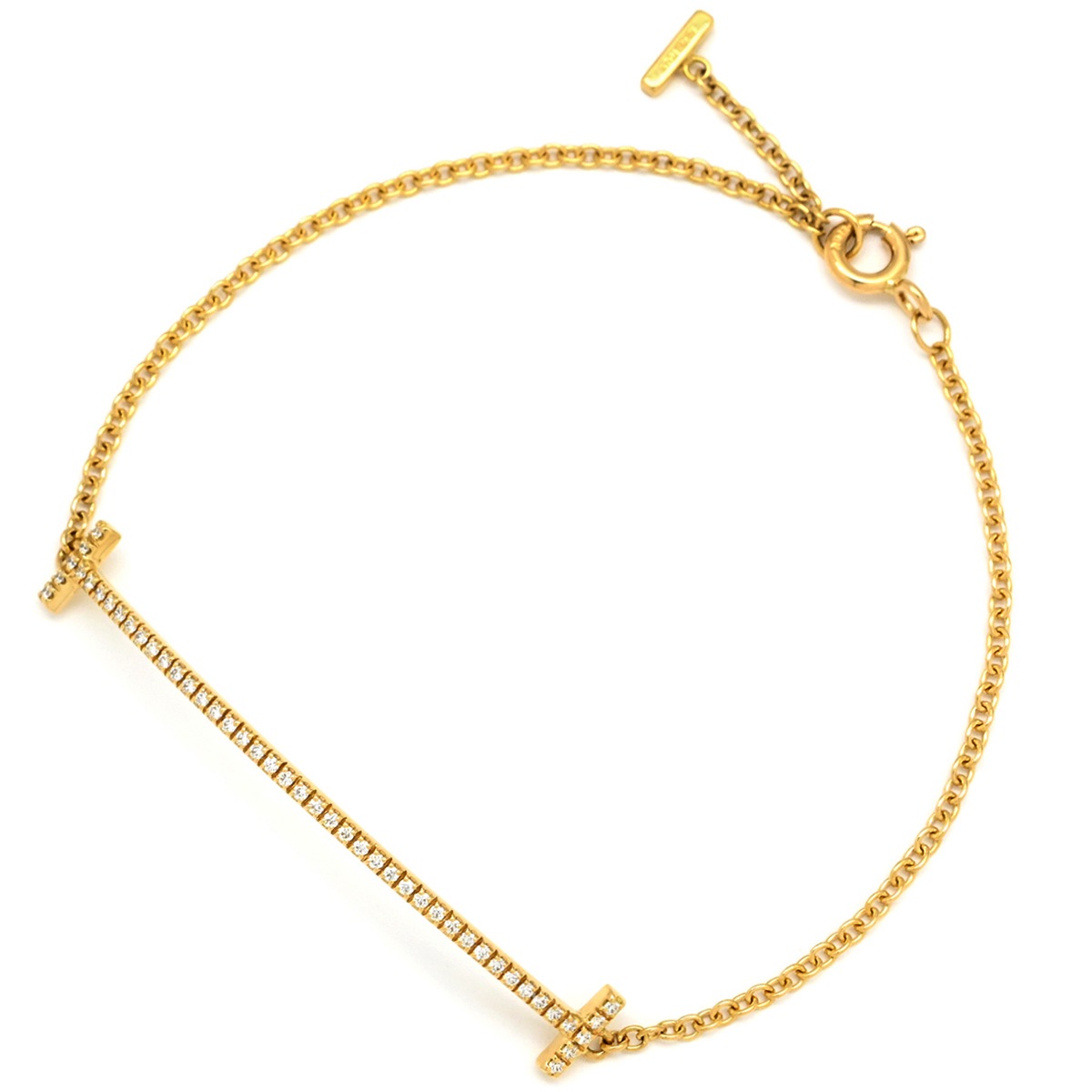 ティファニー ブレスレット Tスマイル ダイヤ ミディアム イエローゴールド 750 18K パヴェダイヤ 60150751 【箱】【中古】 127,720円