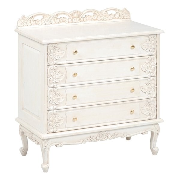 ワイドチェスト 4段 幅80cm アンティーク調 ホワイト RCH-1755AW