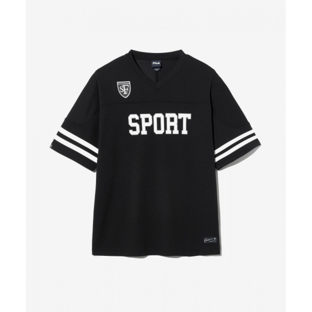 FILA ラグビーメッシュジャージーショートスリーブ T シャツ (FS2RSH2114XBLK)