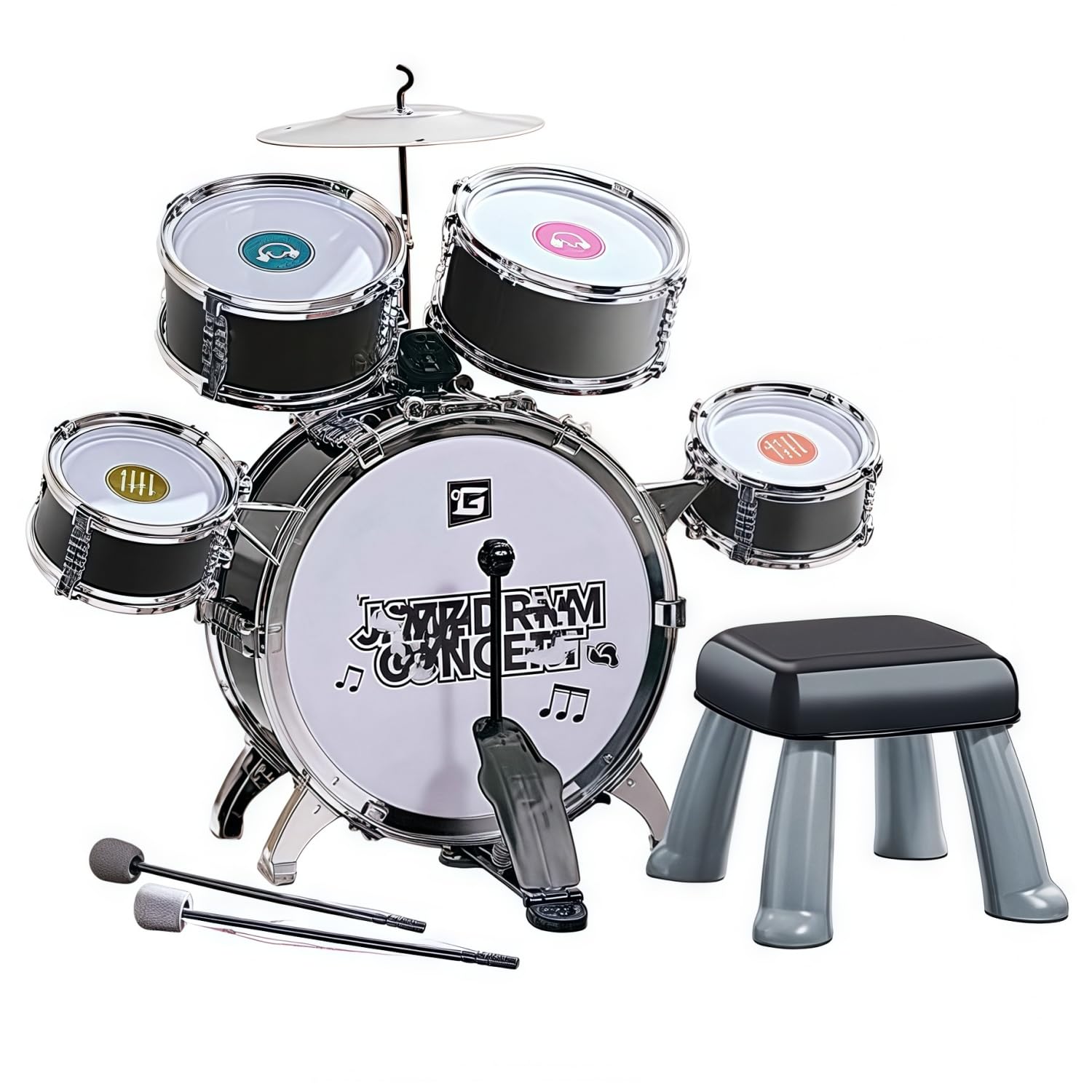 Quxxuol子供用ドラム キッズドラムセットスターターおもちゃ 幼児ジャズドラムスタータードラムセット お子様の手と目の協調性と反応能力を鍛えストレスを解消し音楽的な資質を育みます 3～8歳のお