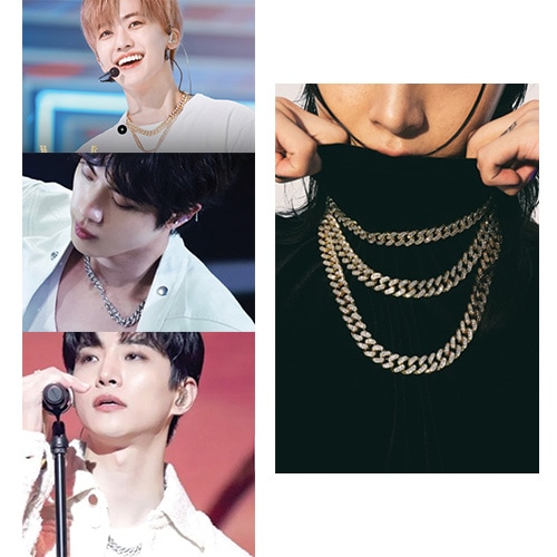[BTS Jin/2pm ジュノ 着用]レーニンストーン クバンチェーンネックレス13mm(silver) 韓国人気ブランド 韓国人気ファッション 人気ジュエリー