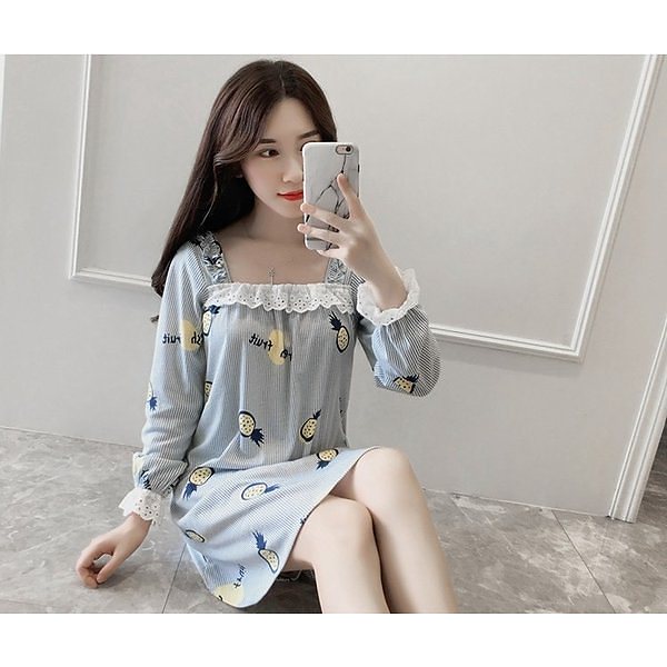 ネグリジェ 前開き 長袖 パジャマ レディース ワンピース ルームウェア ロング丈 ナイトウエア ナイティー 可愛い 部屋着 防寒 ふわふわ もこ