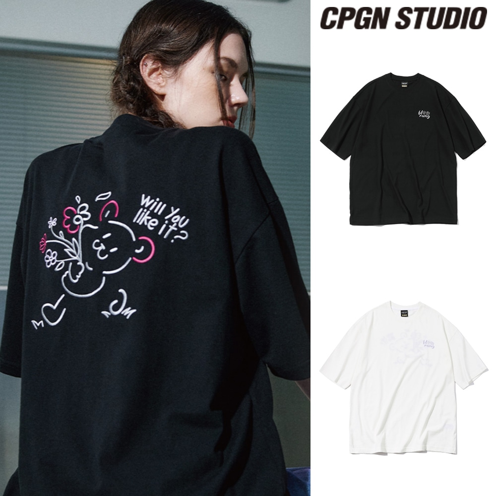 【CPGN STUDIO】 blooming bear Embroidery Short Sleeve T-shirt