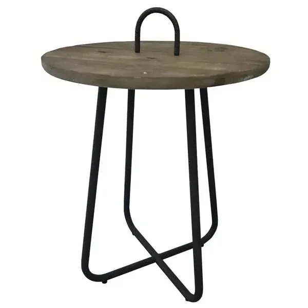 サイドテーブル インダストリアル 古材 木製 円形 丸テーブル テーブル ベッドサイドテーブル ナイトテーブル ソファサイドテーブル