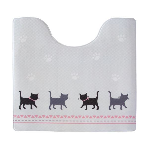 (まとめ) オカ 拭いてお手入れするトイレマット 約55×60cm キャット 1枚 (×5セット)