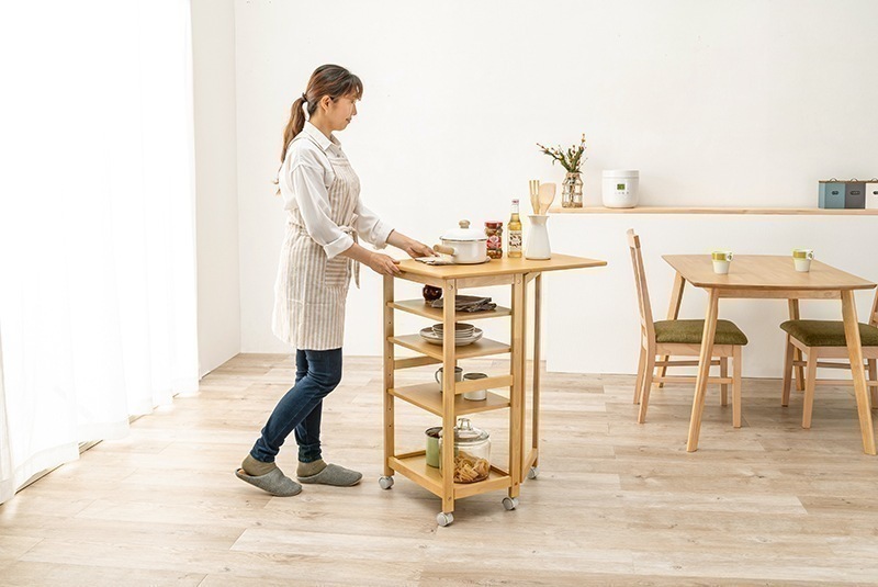 ラック 棚 キャスターワゴン バタフライテーブル 隙間収納 すき間 おしゃれ 北欧モダン ストッカー