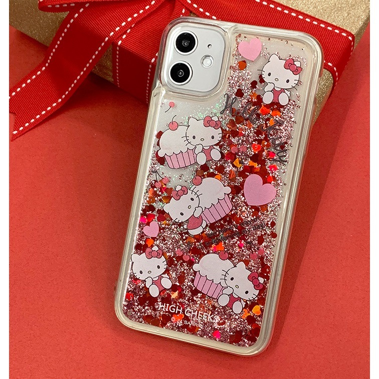 国内発送【HIGH CHEEKS】Cherry Hello kitty Glitter Caseケース 新作☆国内発送【HIGH CHEEKS】Hello Kitty Glitter Case ケース