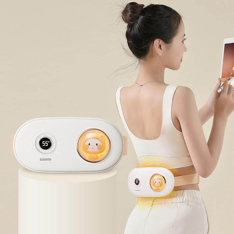 Susanny 腰サポーター ホットベルト 温熱ベルト 暖房用品 子/宮ホットベルト 可愛い猫ちゃん USB充電式 コードレス 軽量 携帯便利 振動機能付き 敬老の日 ギフト 自宅家庭用 職場用 寒さ