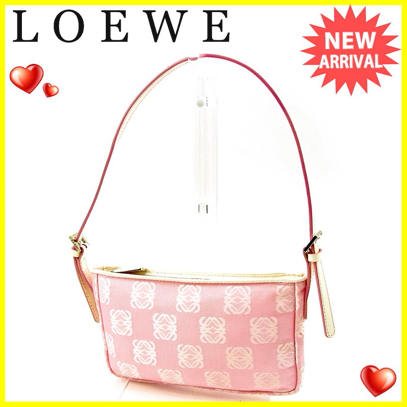ロエベ LOEWE ハンドバッグ ポーチ レディース アナグラム ホワイト×ピンク キャンバス×レザー 美品 セール 【中古】 T3801 . ロエベ LOEWE ハンドバッグ ポーチ レディース アナグラム ホワイト×ピンク キャンバス×レザー 美品 セール 【中古】 T3801 .