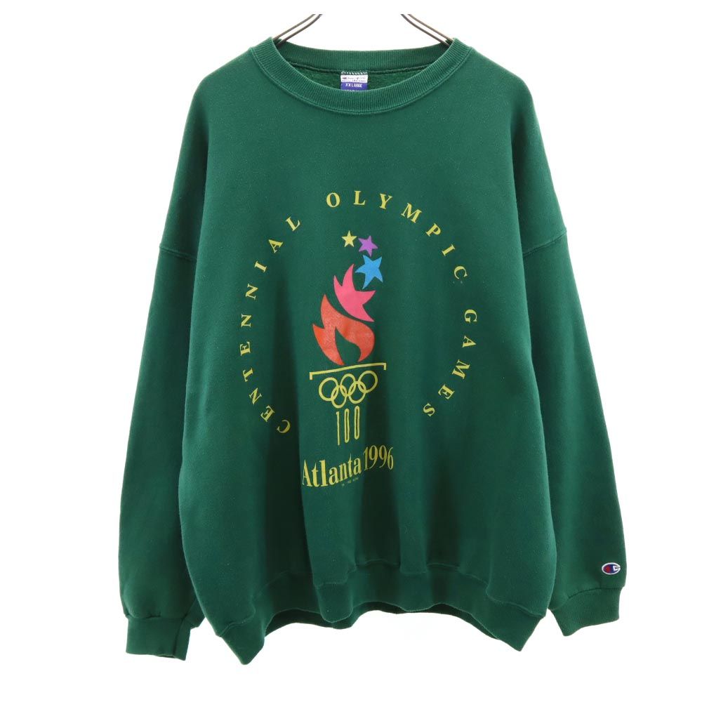 90s USA製 オールド オリンピック 長袖 トレーナー XXL グリーン系 スウェット 裏起毛 ビッグサイズ メンズ