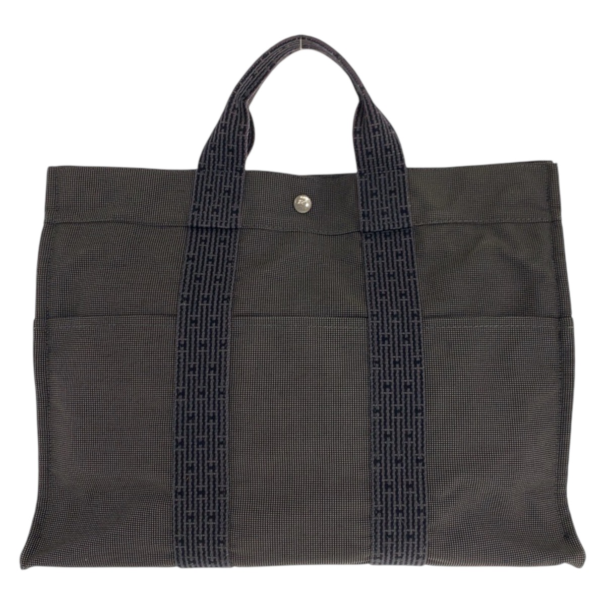 美品 エールラインMM グレー シルバー金具 ポリアミド/ポリエステル トートバッグ ハンドバッグ レディース 601257