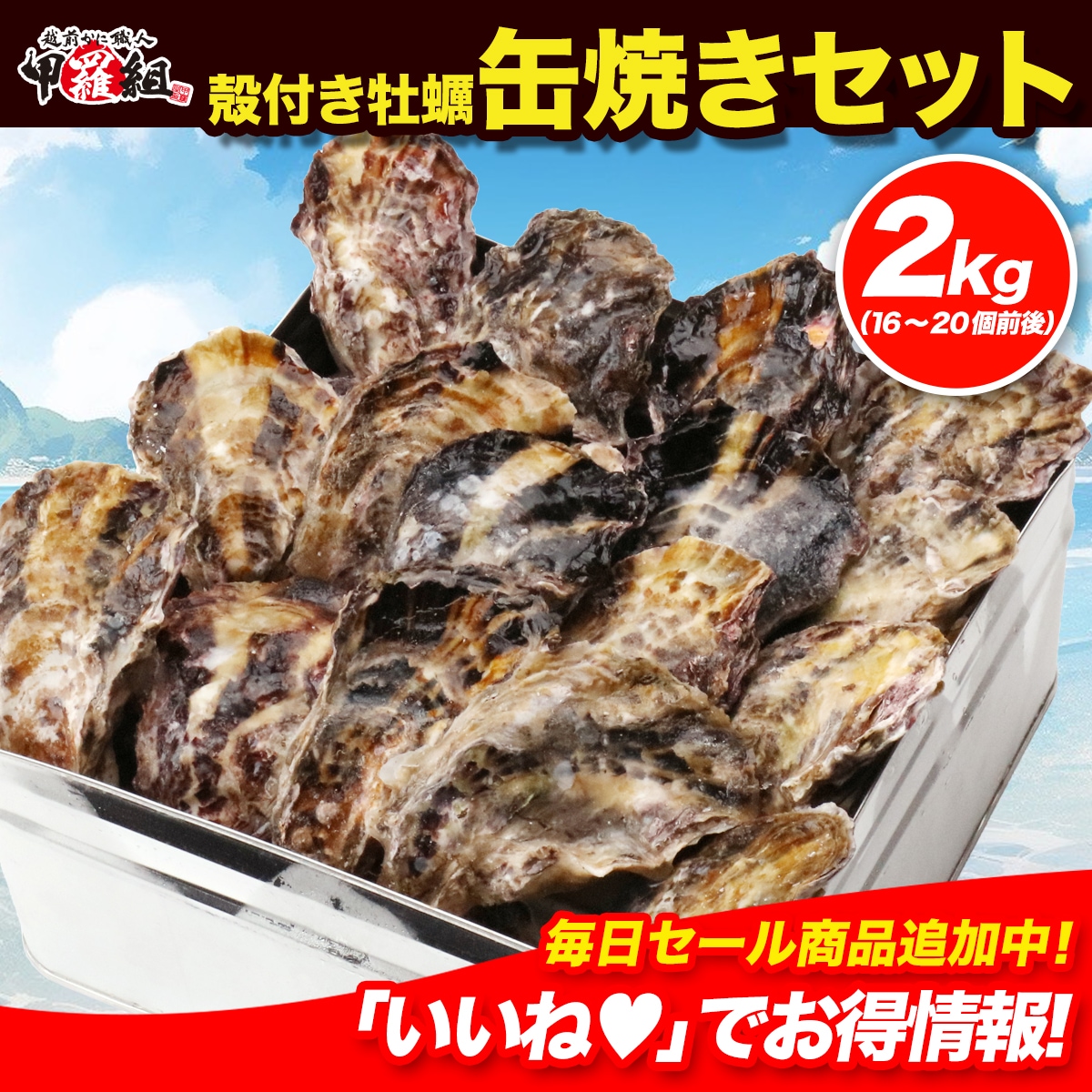 【メガ割セール中】宮城県産殻付き牡蠣　缶焼きセット　2kg　カンカン焼き　ガンガン焼　BBQ　カキ　かき