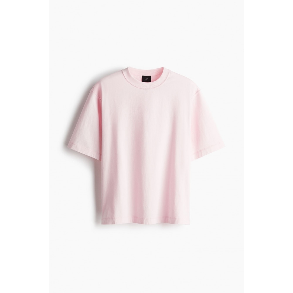 H&M ボクシーフィットウォッシュTシャツライトピンク