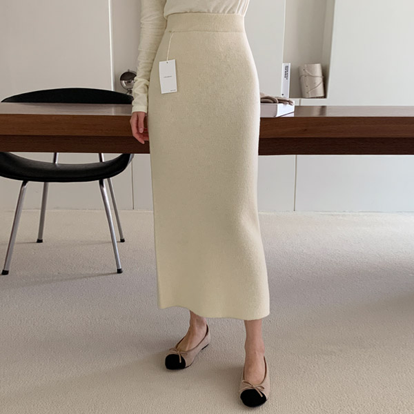 [ウール＋カシミヤ混]（春バージョン登場 / ちくちくしない / 春の万能コーデアイテム）フォグウールカシミヤニットスカート スウェット sk6038