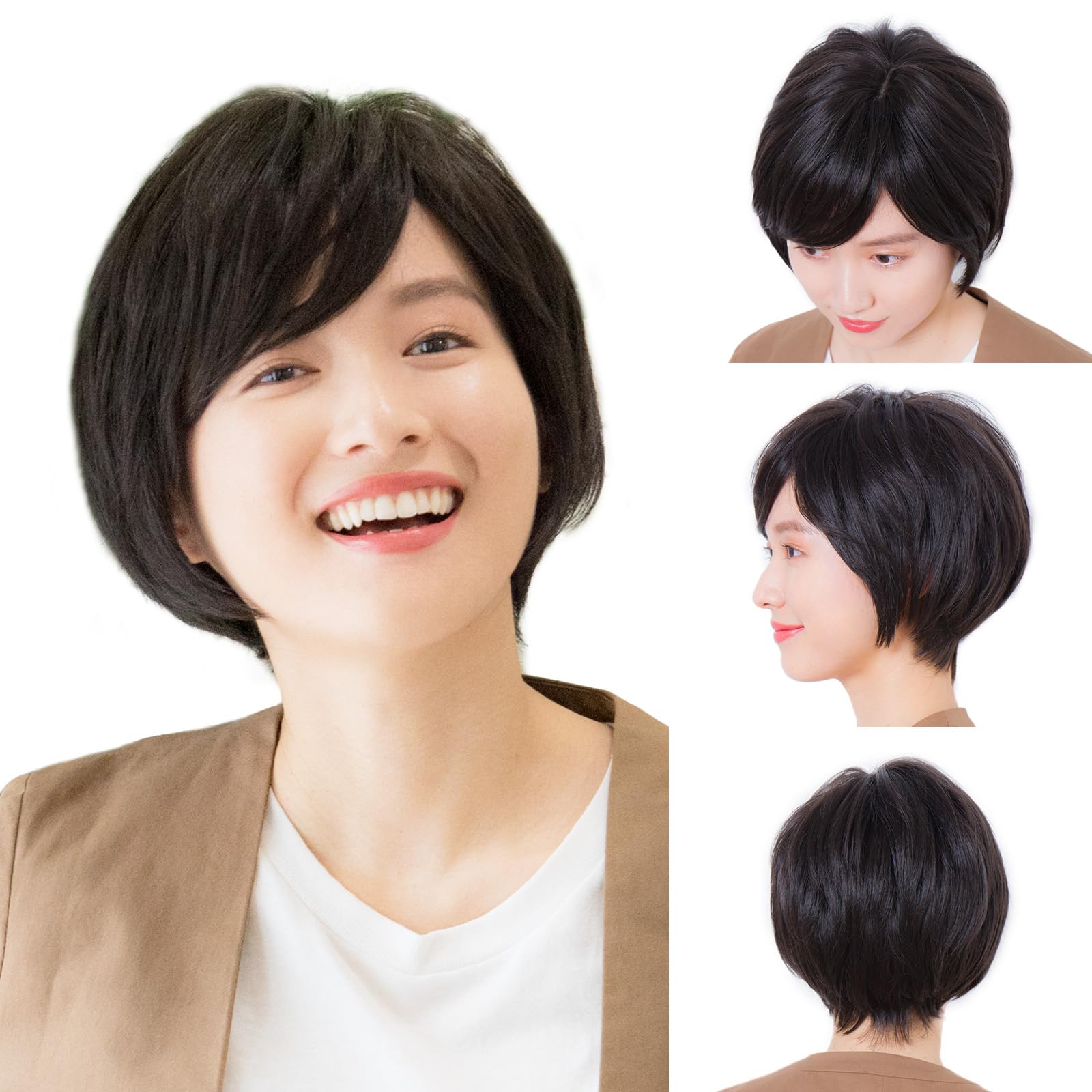 [医療用ウィッグ専門店開発] M.wig認定 リネアストリア 医療用 100％ハンドメイド フルウィッグ 天使のリーフショート 自然 軽い ふんわり 通気性 オールストレッチ 自然なつむじ I型つむじ