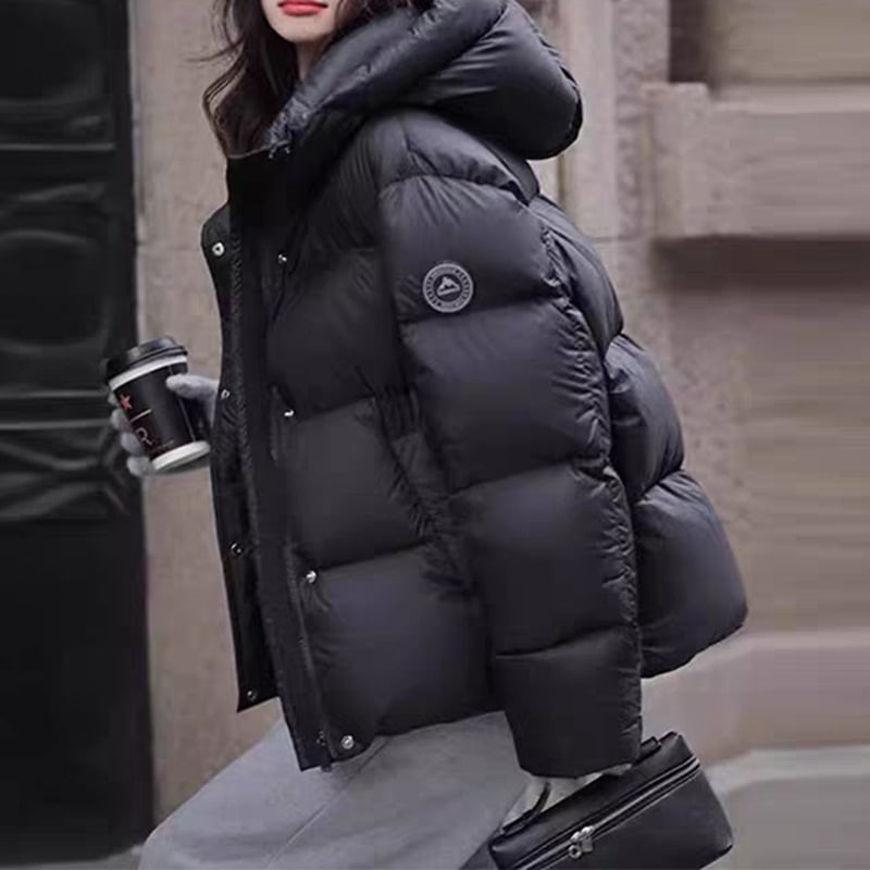 【急速出荷】ダウンジャケット婦人服カモフラフードコートショート丈高級感平湖